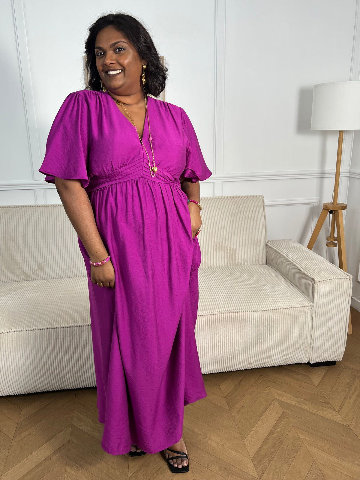 Robe longue violette grande taille : Kyra