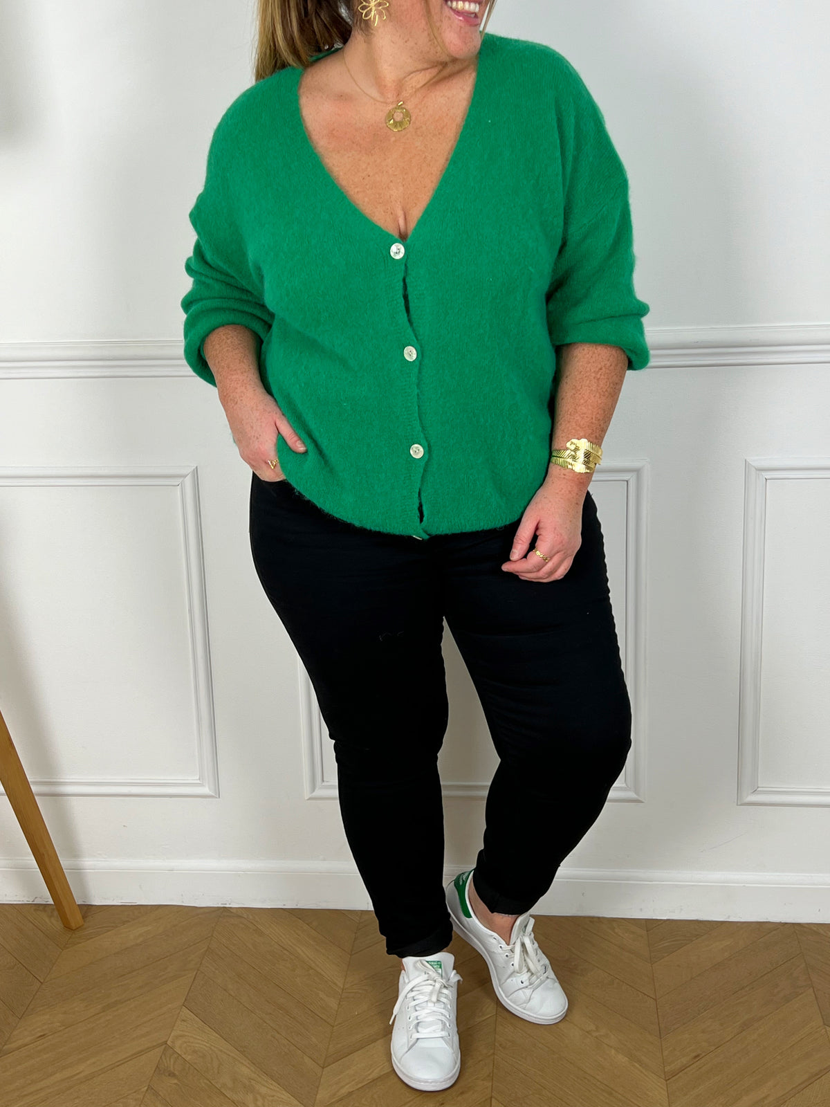 Gilet vert clair grande taille : Caroline
