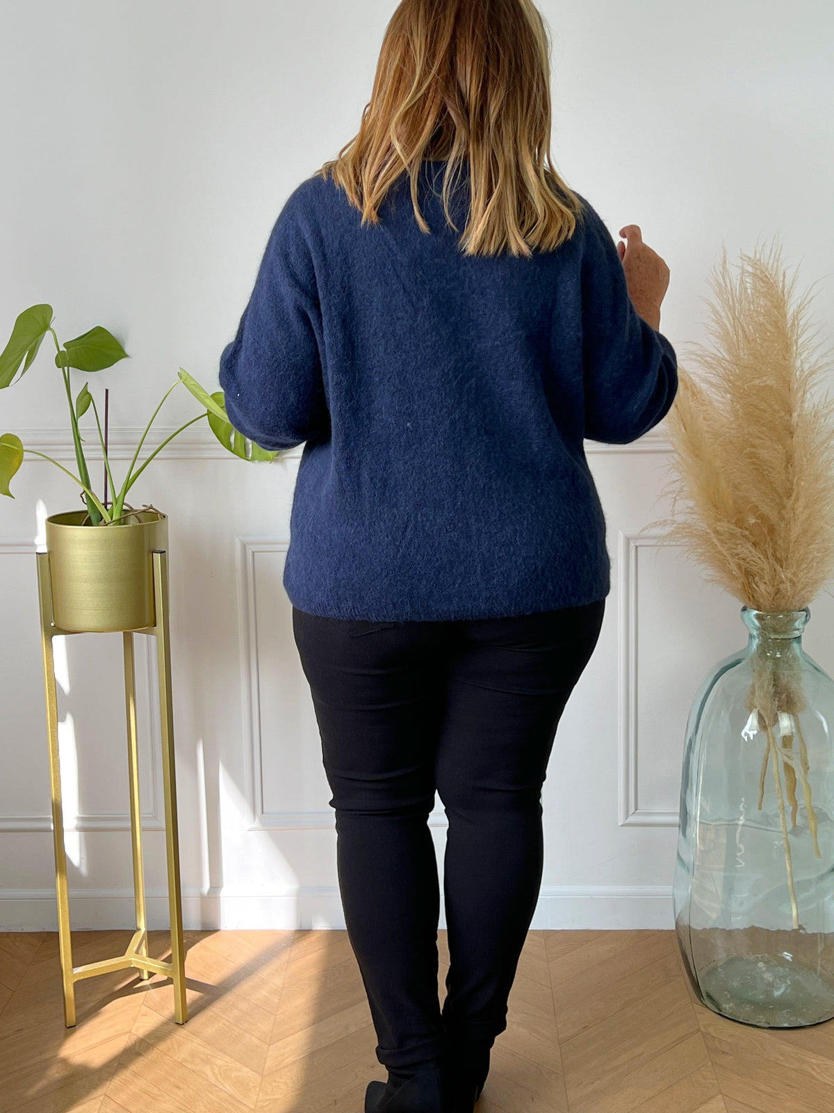 Gilet bleu marine Made in Italie curve : Caroline - Loïcia