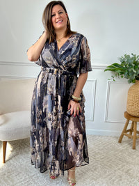 Robe longue noire à motifs : Vanily