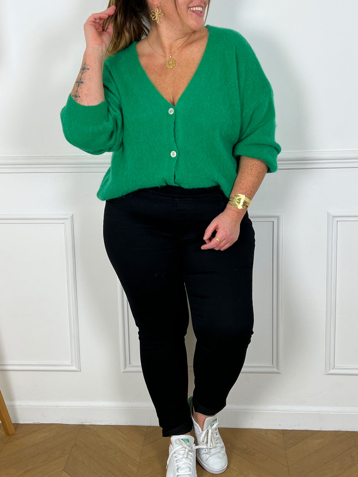 Gilet vert clair grande taille : Caroline