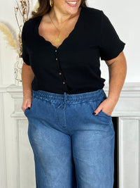 Chemise noire en gaze de coton Curve : Kira