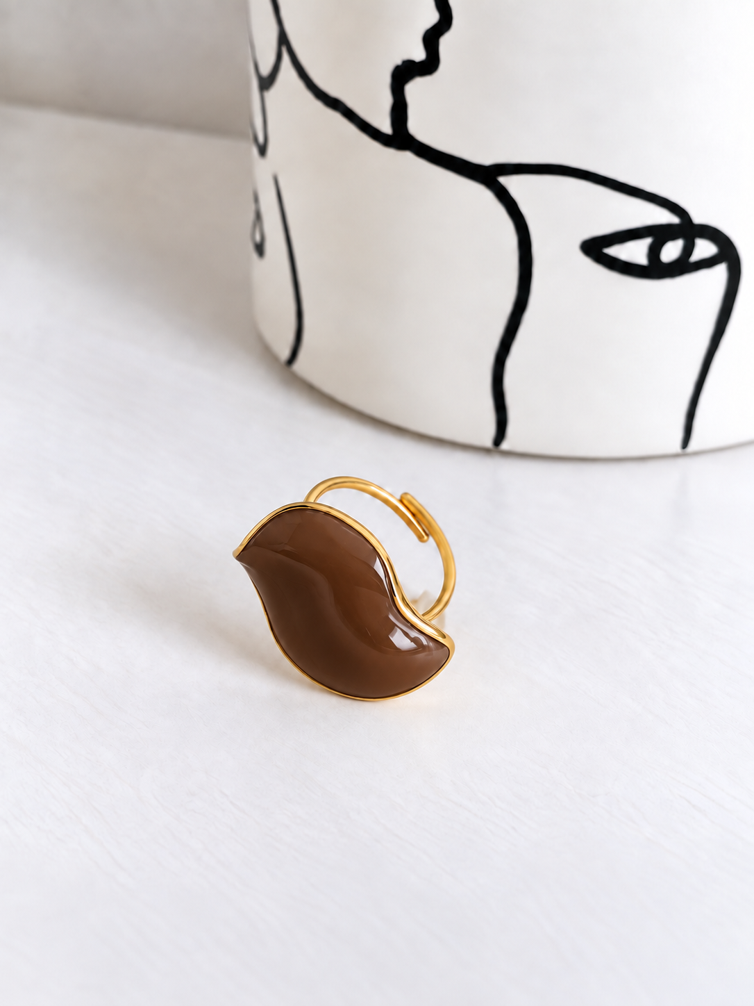 Bague marron et dorée : Liwen