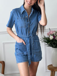 Combishort en jean : Alisa