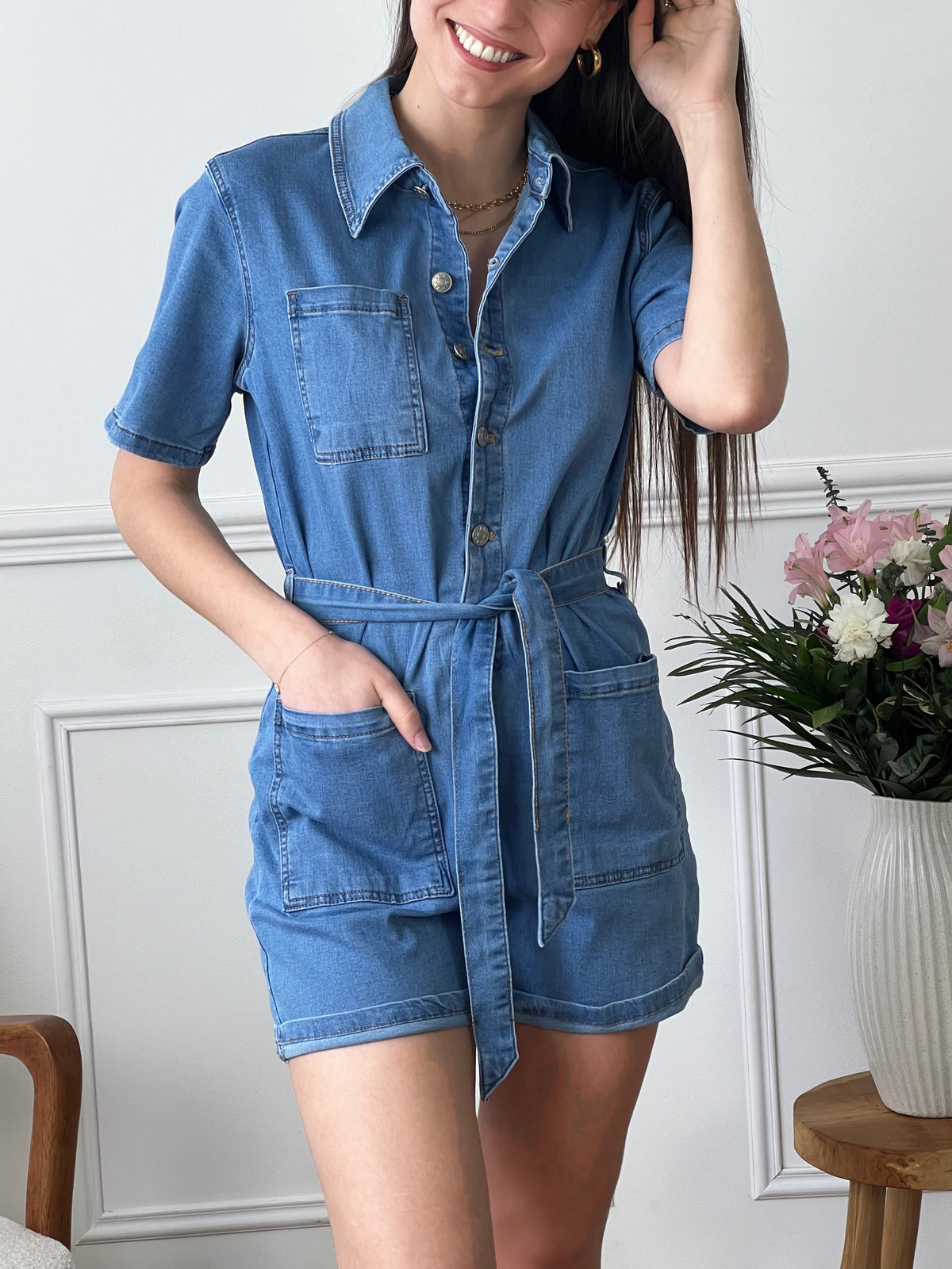 Combishort en jean : Alisa