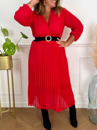 Robe rouge manches longues Curve : Ophelie