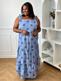 Robe longue bleue grande taille : Siena