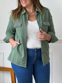 Khaki plus size jacket: Misha