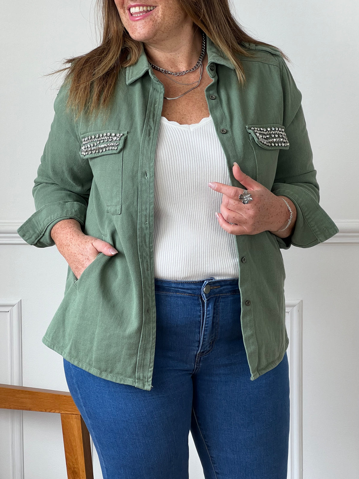 Khaki plus size jacket: Misha