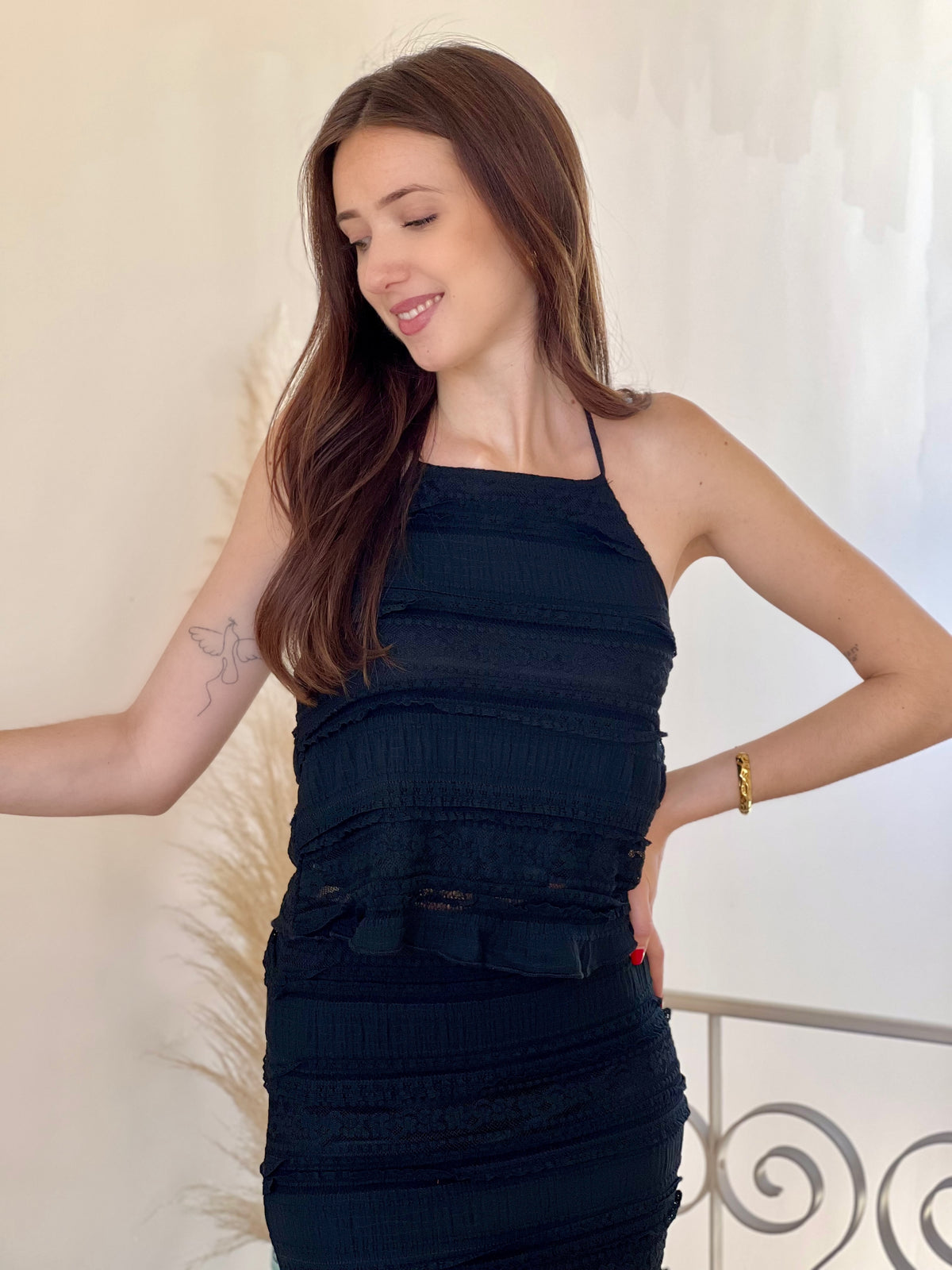 Ensemble noir top et jupe : Denia