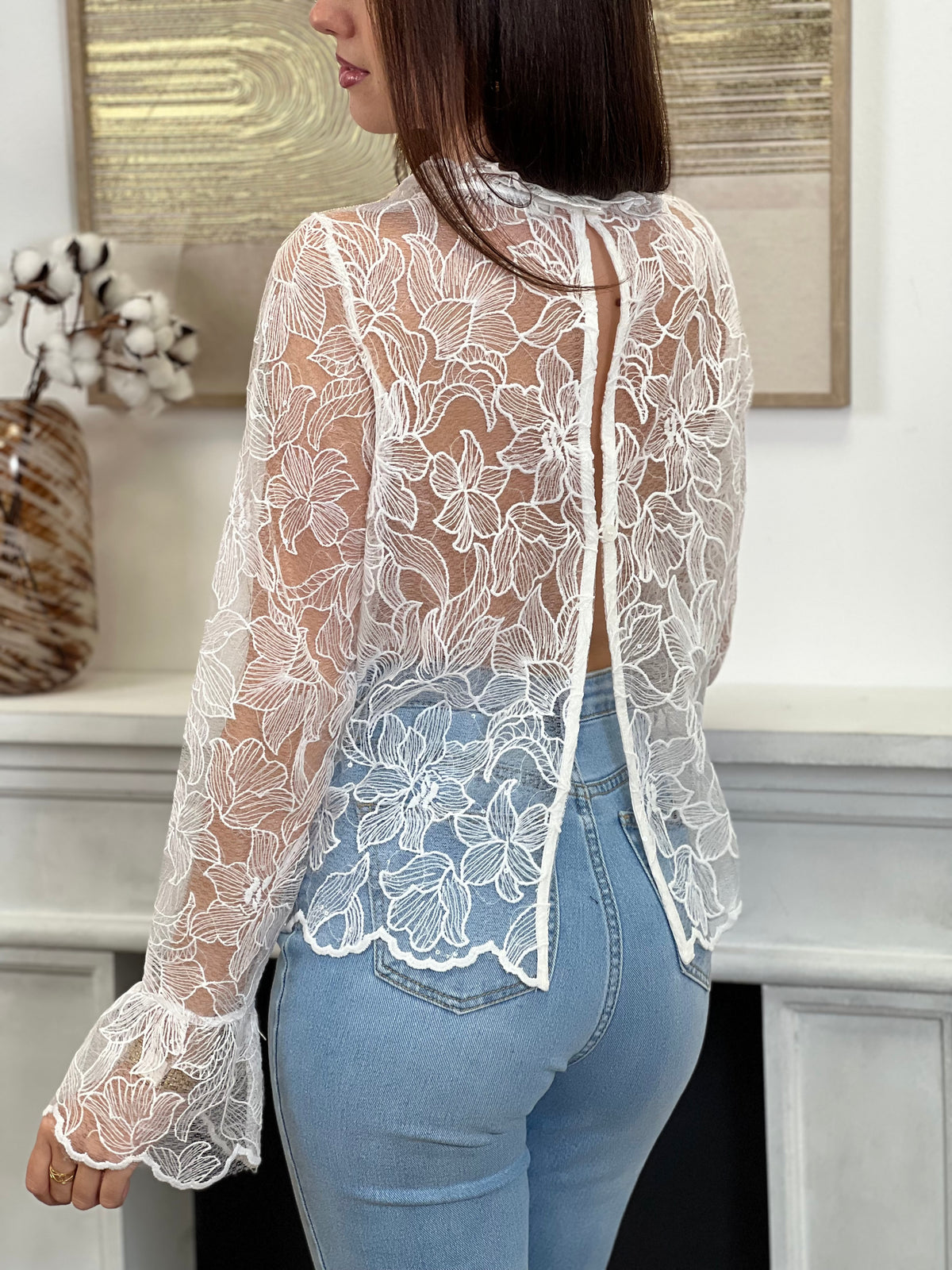 Ecru embroidered blouse: Evelina