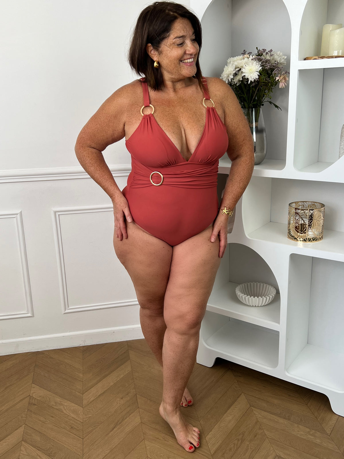Maillot de bain 1 pièce vieux rose Curve : Tendy