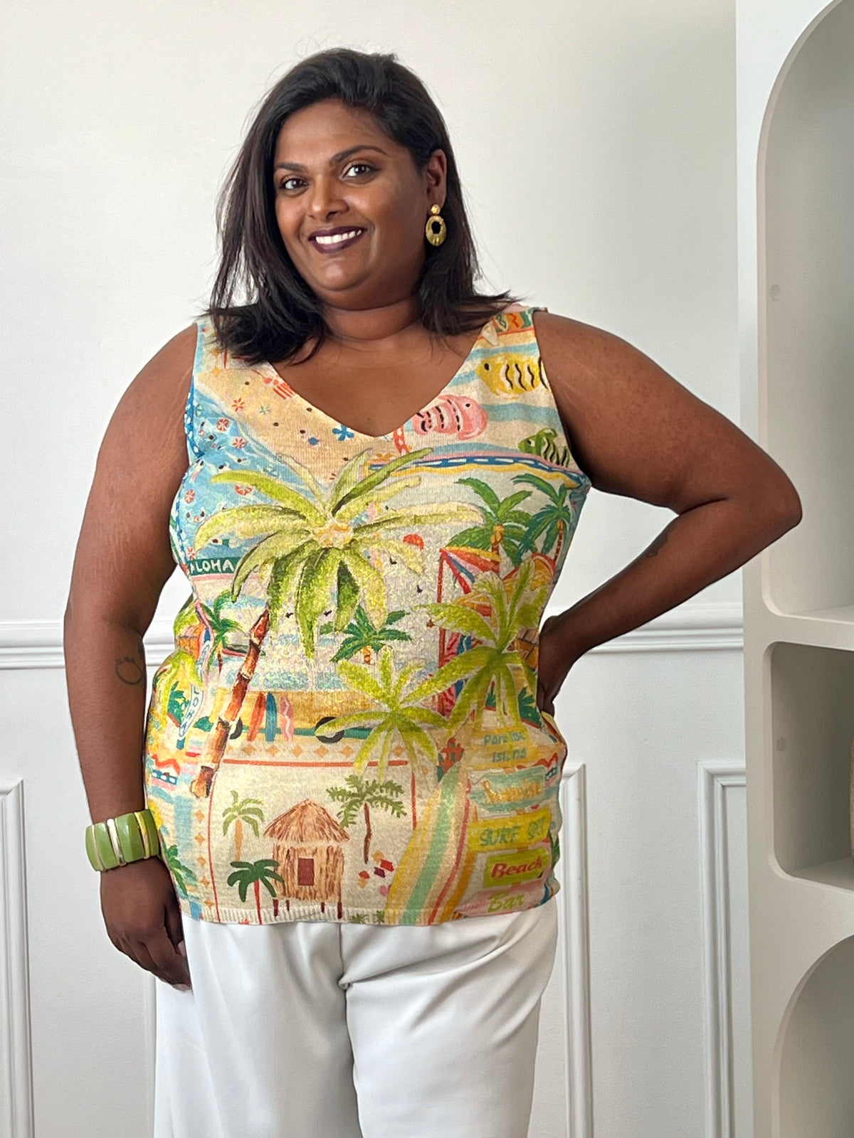 Grünes Lurex-Top in großen Größen: Zara