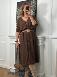 Brown long embroidered dress: Venus