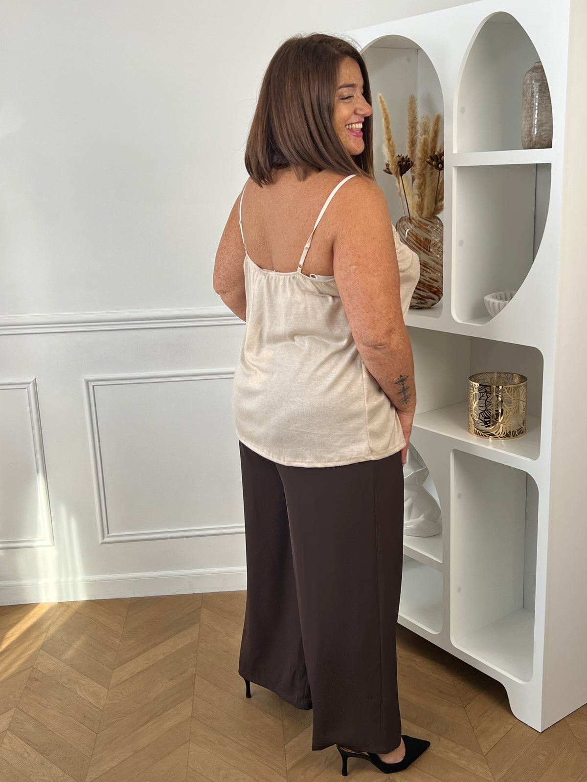 Top beige à dentelle : Maelie