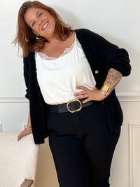 Black Made in Italy Curve Cardigan: Caroline