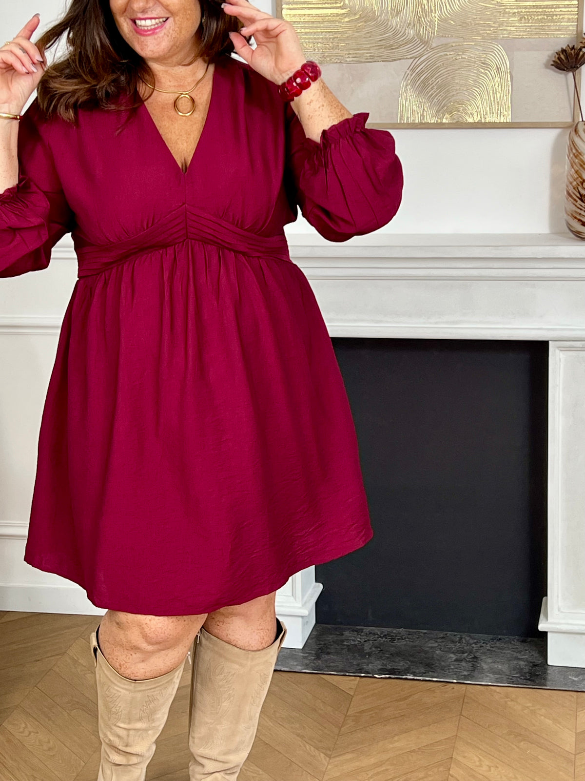 Robe courte prune grande taille : Alexandra
