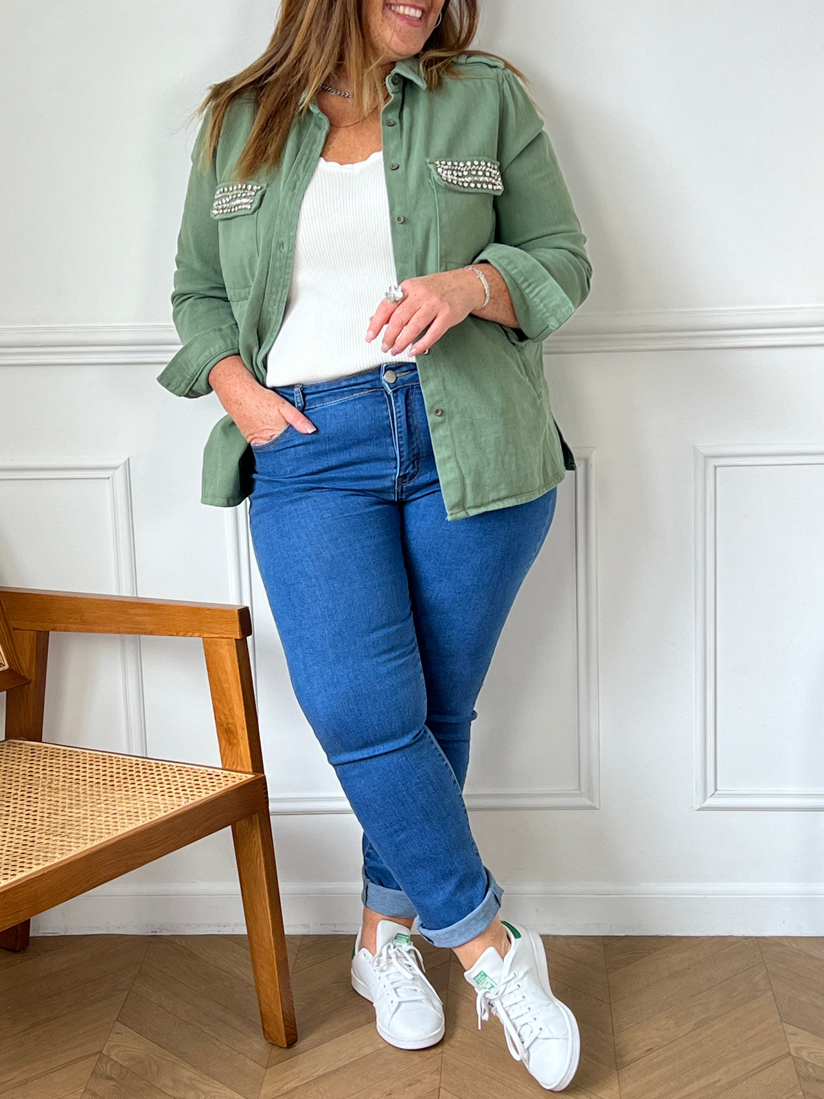 Khaki plus size jacket: Misha