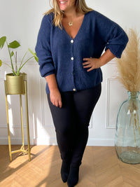 Gilet bleu marine Made in Italie curve : Caroline - Loïcia