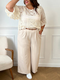 Pantalon beige grande taille 