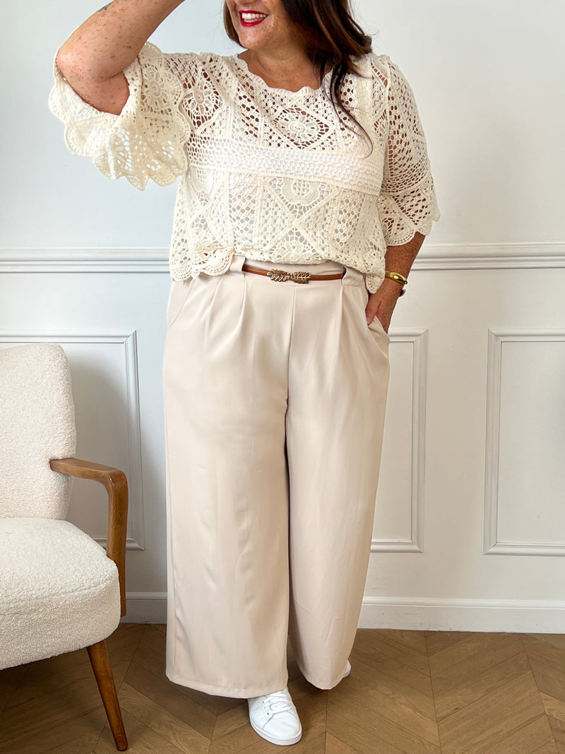 Pantalon beige grande taille 