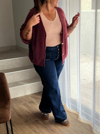 Gilet bordeaux grande taille : Caroline