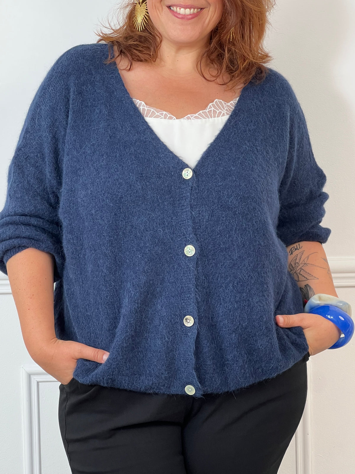 Marineblaue Weste Made in Italy Curve: Caroline