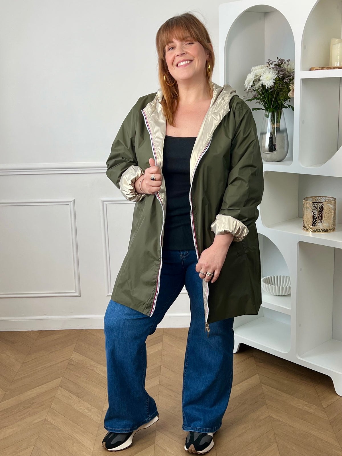 Parka réversible dorée/kaki grande taille : Taby