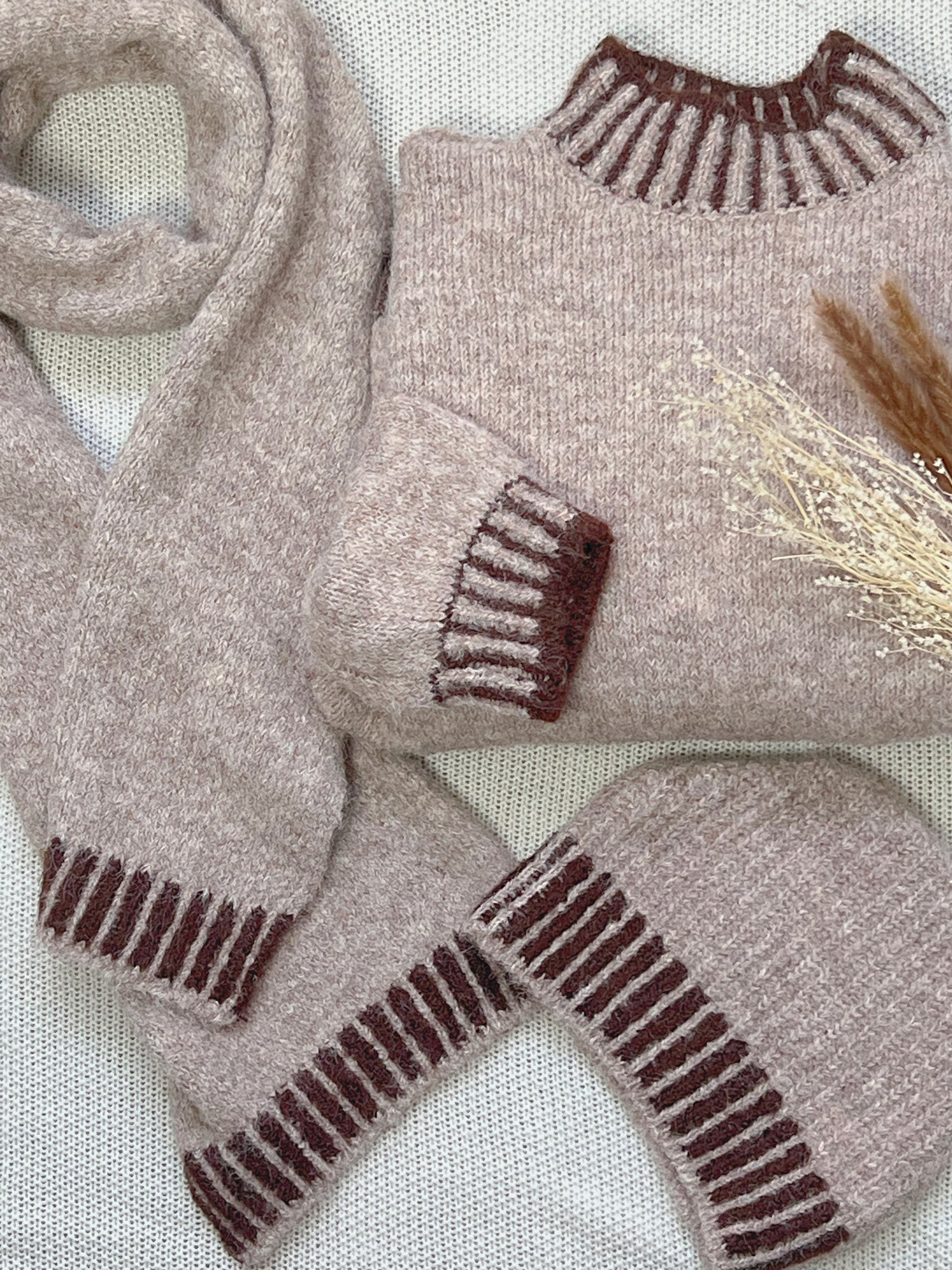 Ensemble bonnet et écharpe taupe : Lysa - Loïcia