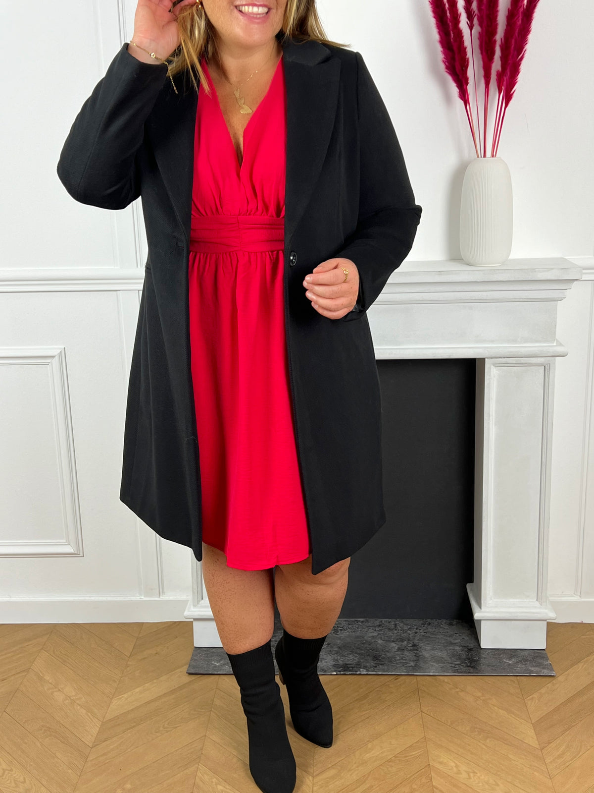 Manteau long noir curve : Leana