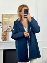 Manteau fourré long bleu marine : Anais