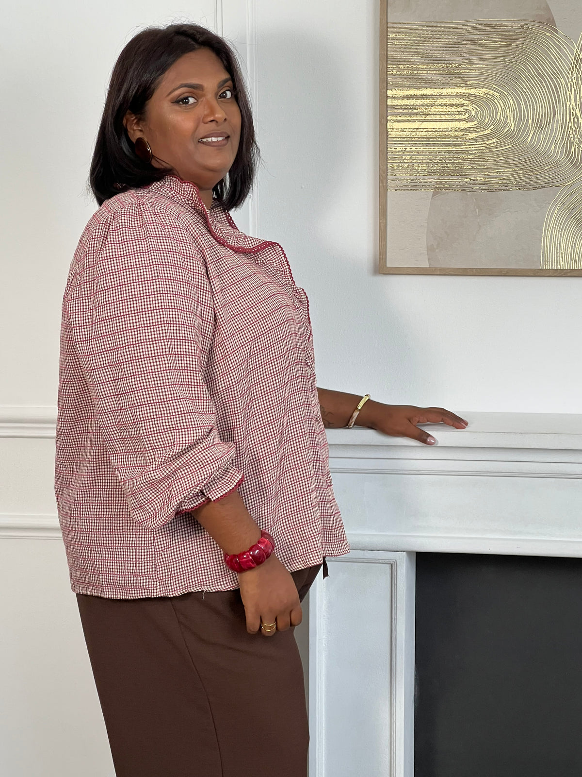 Chemise bordeaux à motifs grande taille : Angelia