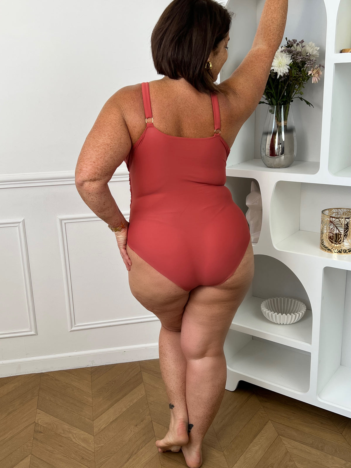 Maillot de bain 1 pièce vieux rose Curve : Tendy