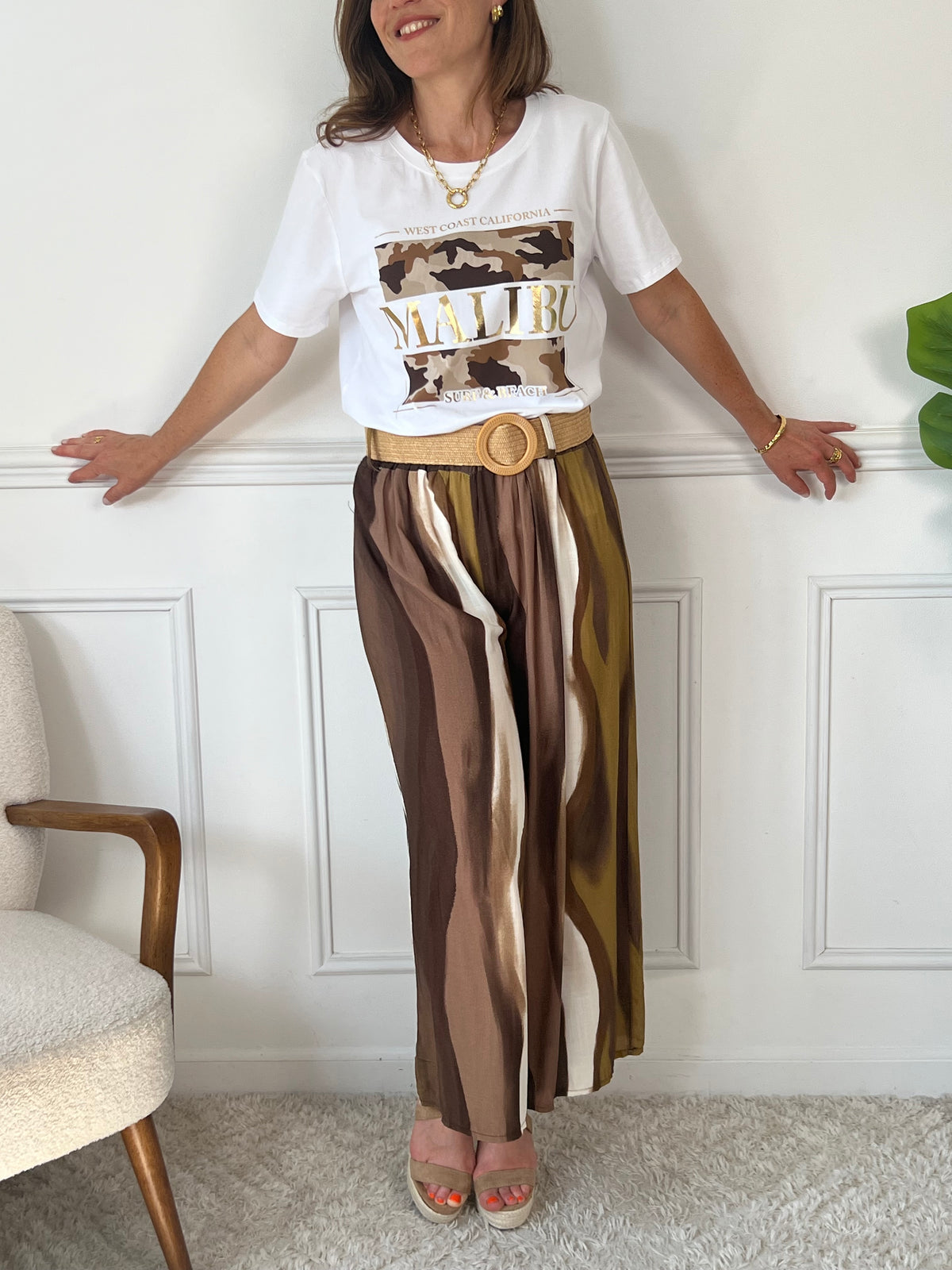 Pantalon fluide marron : Othelie