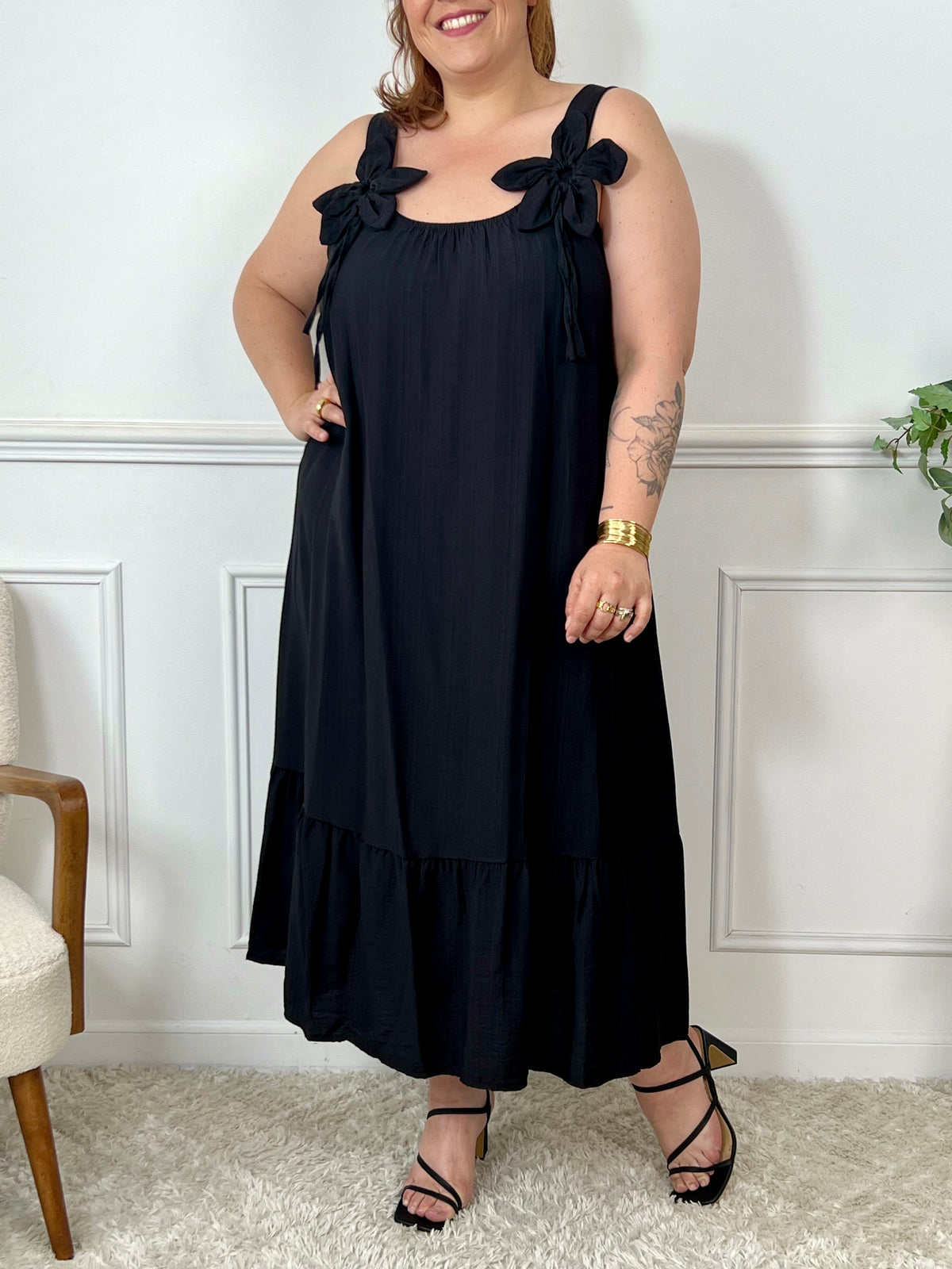 Robe longue noire Grande taille : Sophie