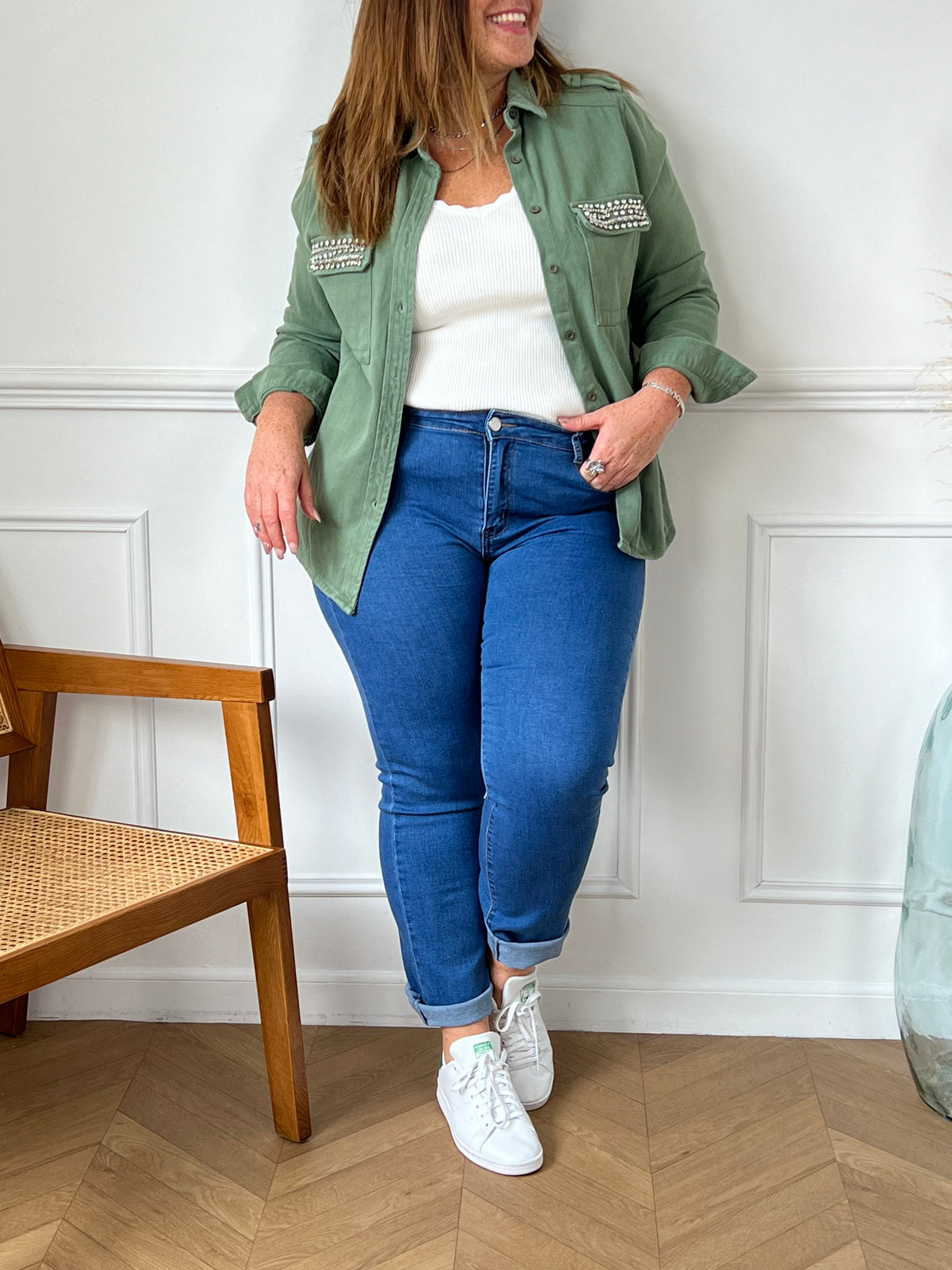 Khaki plus size jacket: Misha
