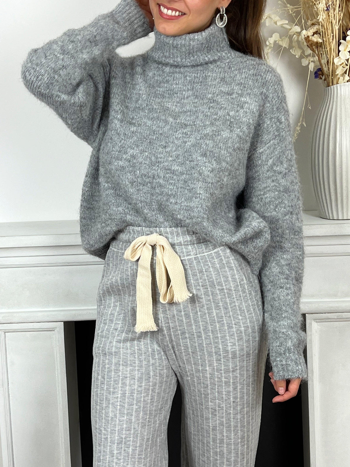 Pantalon rayé gris : Toma - Loïcia