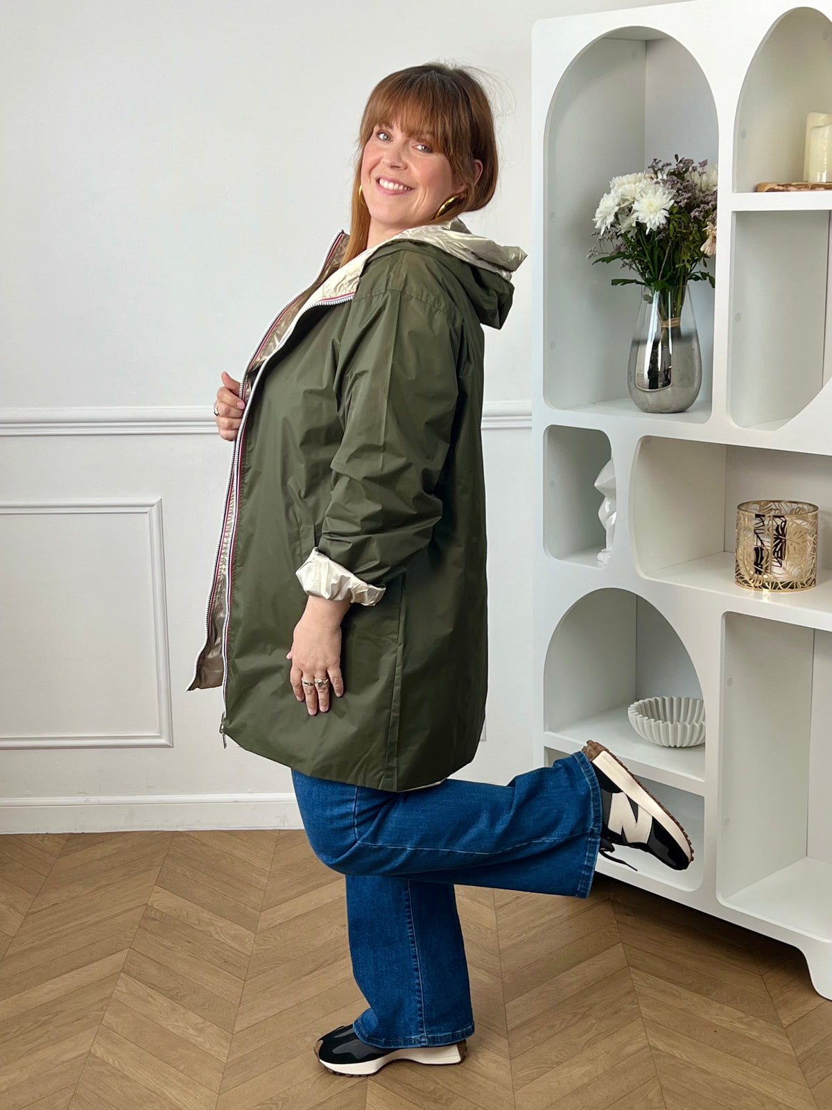 Parka réversible dorée/kaki grande taille : Taby