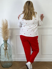 Chemise écrue et rouge : Sania
