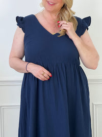 Blue cotton gauze dress: Cynda