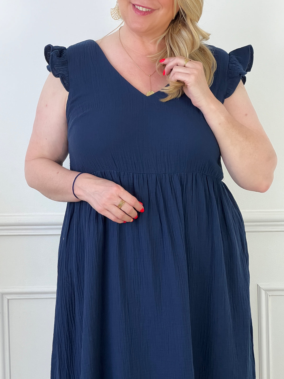 Blue cotton gauze dress: Cynda