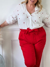 Chemise écrue et rouge : Sania
