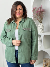 Khaki plus size jacket: Misha