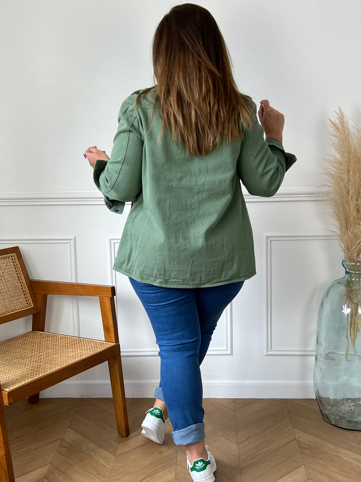 Khaki plus size jacket: Misha