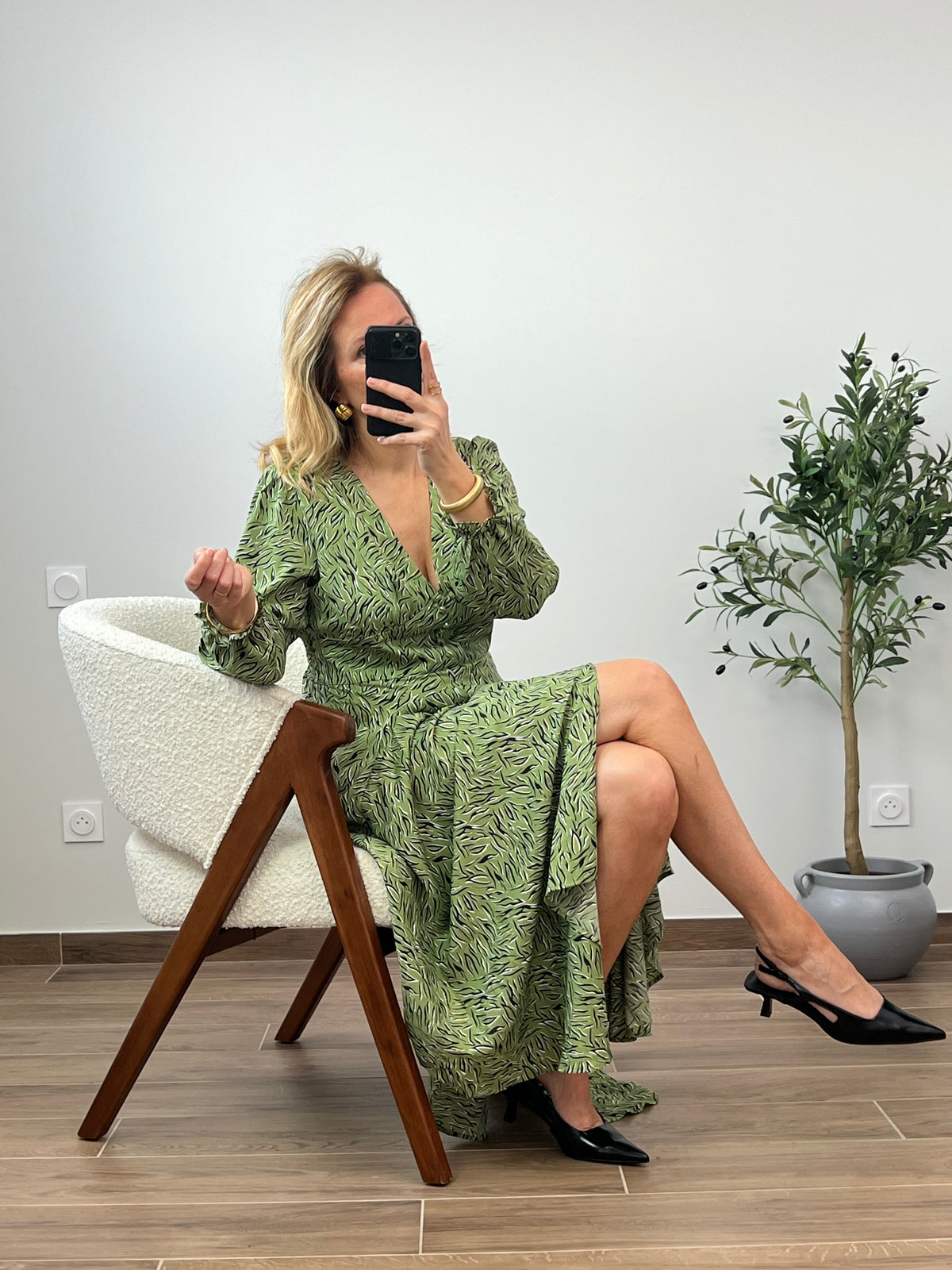 Robe longue verte à motifs : Elvalia