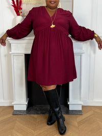 Robe courte prune grande taille : Alexandra