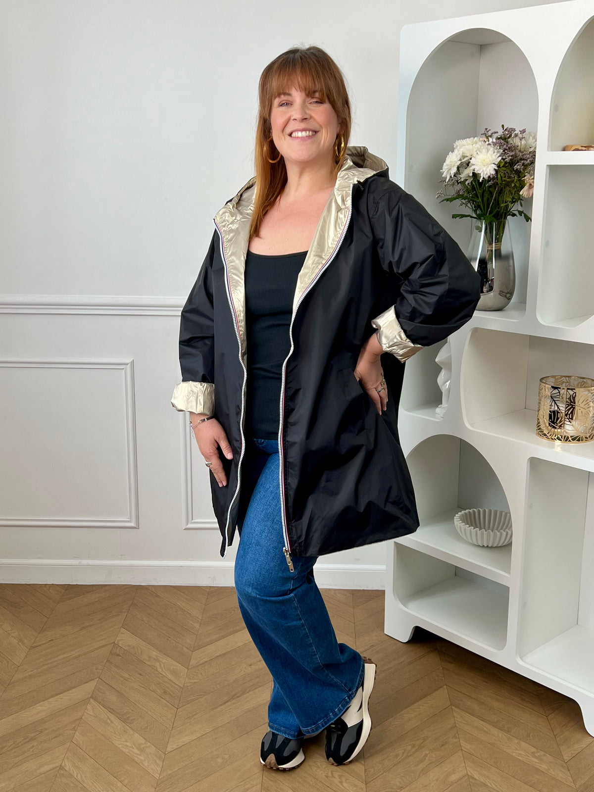 Parka réversible dorée/noire grande taille : Taby