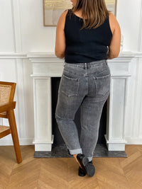 Jean mom gris grande taille : Melya