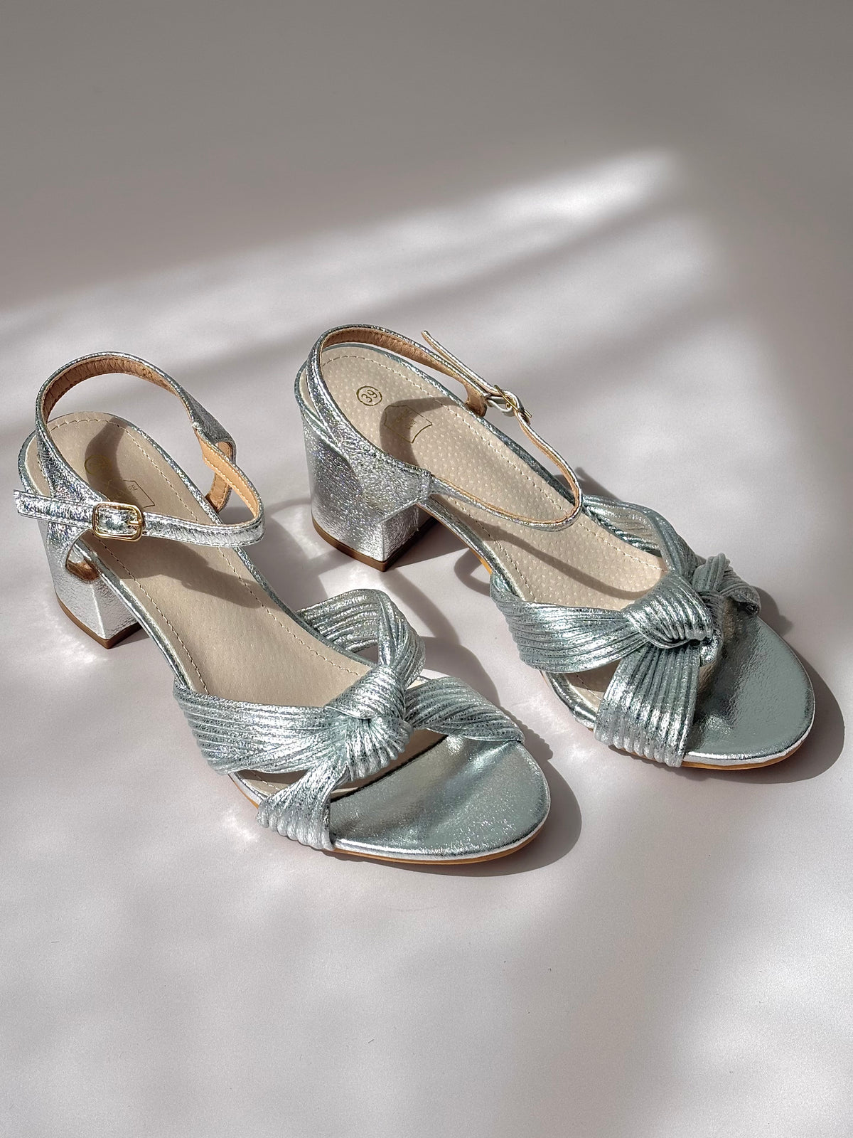 Silver high-heeled sandals: Marion