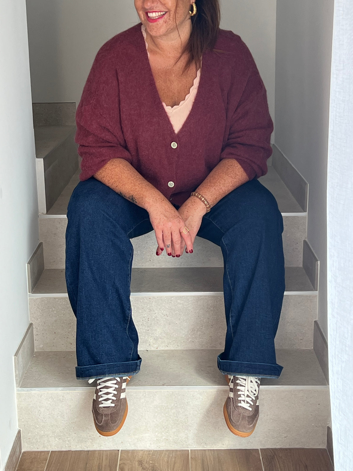 Gilet bordeaux grande taille : Caroline